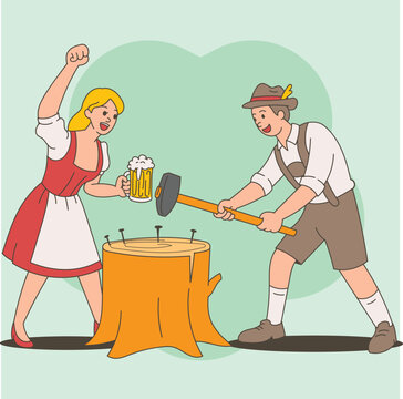 Friends in Traditional Bavarian Ocoberfest