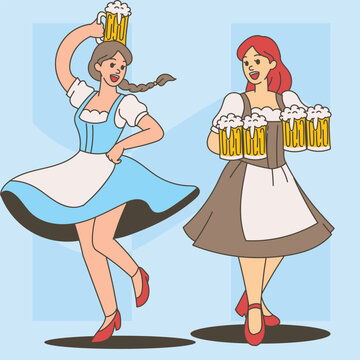 Friends in Traditional Bavarian Ocoberfest