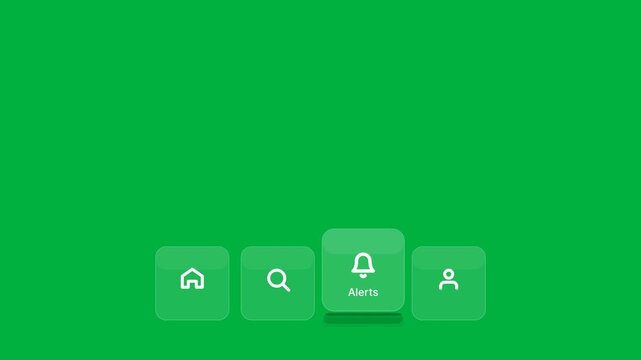 Animated floating navigation bar with pulsing notification icon for mobile apps, user interface