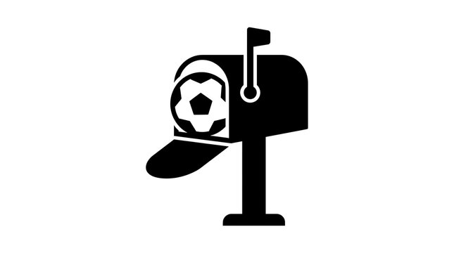 Soccer ball inside an open mailbox icon representing sports news