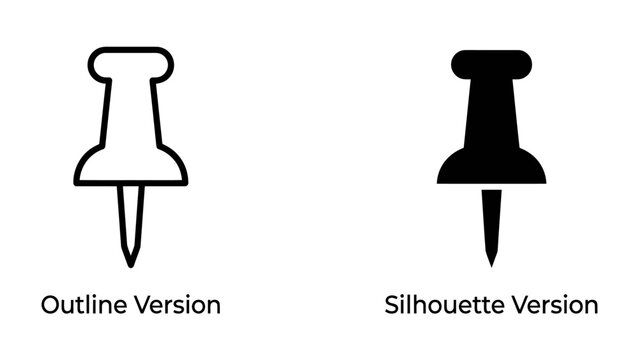 Two Pushpins, Outline and Silhouette