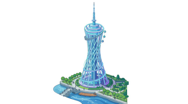 Futuristic Tower with Glass and Steel Design.