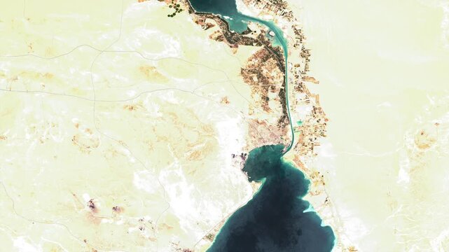 Egypt, Suez Canal on open data satellite image