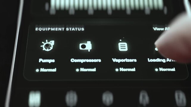 LNG Terminal Equipment Status Panel with Pumps Compressors and Vaporizers