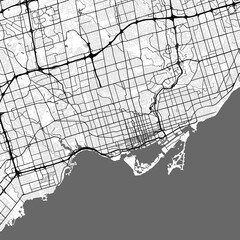 Obraz premium Minimal vector city map of Toronto with streets, parks and Lake Ontario shoreline