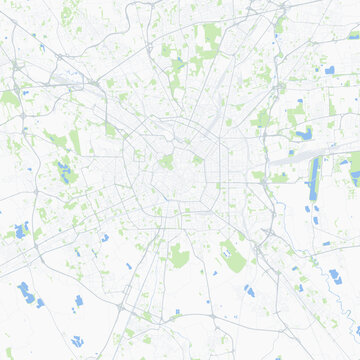 Minimal vector city map of Milan with streets, parks and road network