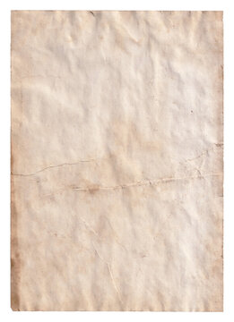Vintage paper sheet with stains wrinkles and uneven edge high quality 600 dpi handmade texture background for board game props and collage art