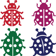 Colorful ladybug logo silhouette vector collection set for nature brand, dotted ladybird insect icon design set © Mujtanibah