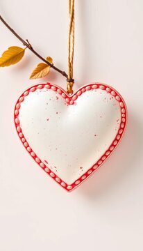 Heart-shaped decoration with textured surface and raised details on a clean white background, pattern, tender