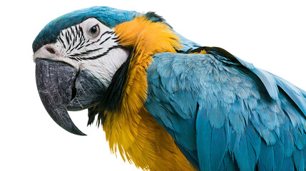 Blue and yellow macaw parrot head and wing detail © Sylas