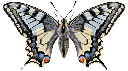 Swallowtail butterfly with yellow black, and blue wing patterns © Sylas