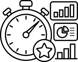 Fototapeta premium time management analytics dashboard clipart vector outline