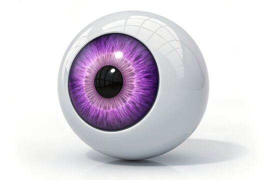 Close up of single human eyeball with purple iris visionary ophthalmology
