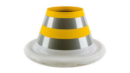 Fototapeta premium Traffic Cone with Silver and Yellow Stripes