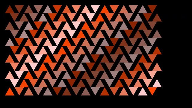 Abstract animation of a geometric pattern featuring orange and brown interlocking triangles with a subtle flickering light effect.