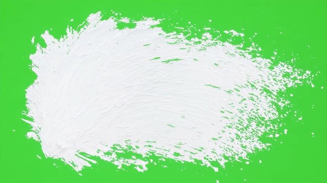 White paint brush strokes on vibrant green background with black horizontal divider