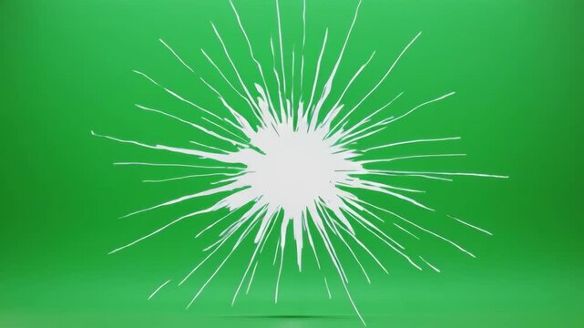 White radial explosion burst effect with emanating light rays on a green background