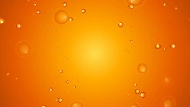 Orange Juice Bubbles Motion Background. Seamless loop animation of effervescent rising bubbles in a refreshing drink or liquid for commercial and beverage projects.