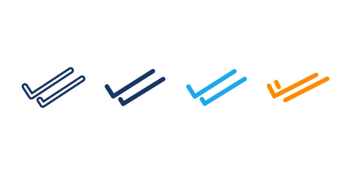 Double check mark icon set, Editable stroke, and solid vector icon