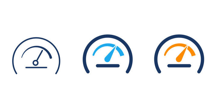 Speedometer icon set, Editable stroke, and solid vector icon
