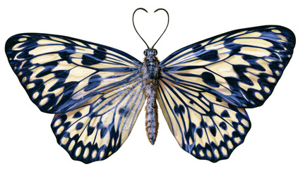 Large butterfly with cream and dark blue patterned wings © Sylas