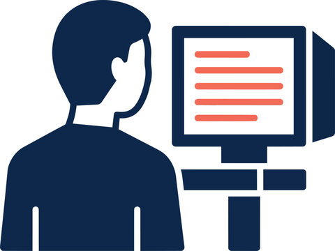 News anchor reading from a teleprompter screen flat vector icon