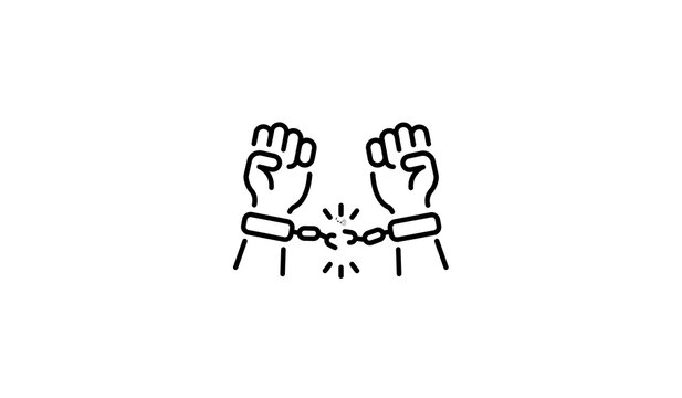 Icon showing broken handcuffs representing freedom or liberation concept