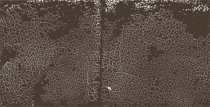 Dark brown leather surface texture featuring intricate cracks and distressed vintage pattern detail with surface covered complex