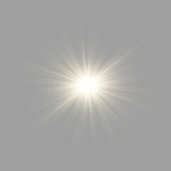 Shining gold starburst features glowing sunlight and radiant sparkle effects PNG. Soft dust particles enrich festive decorative backgrounds. Vector illustration. © Extrastock