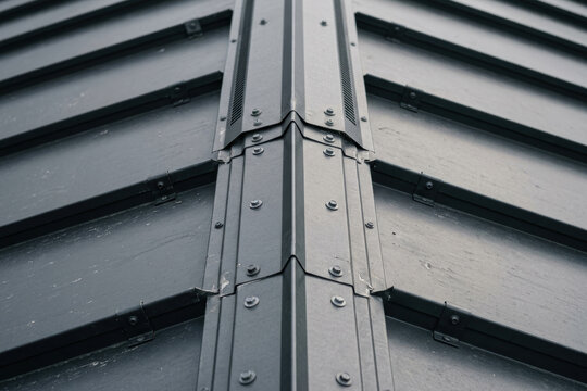 Close up of metal roof seam with ventilation