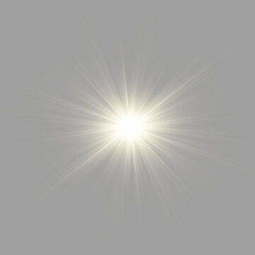 Shining gold starburst features glowing sunlight and radiant sparkle effects PNG. Soft dust particles enrich festive decorative backgrounds. Vector illustration.