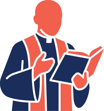 Faceless Priest or Wedding Officiant Holding Bible Vector Illustration