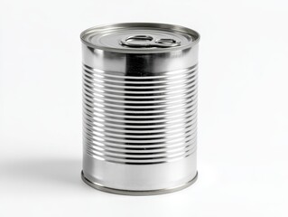 Naklejka premium A metal tin can with a pull tab isolated on white background