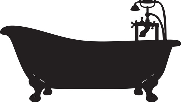 clawfoot bathtub with faucet silhouette vector