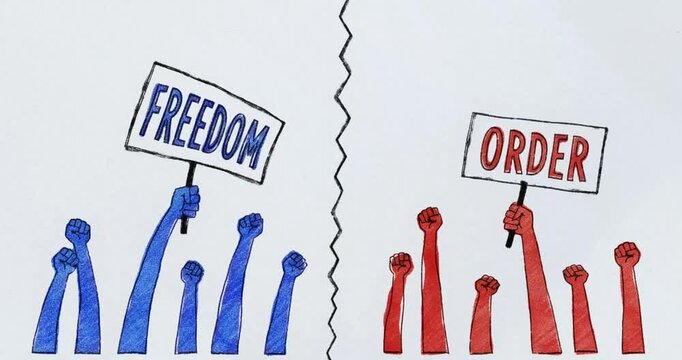 Political Polarization and Social Division Between Red and Blue Groups - Freedom vs Order