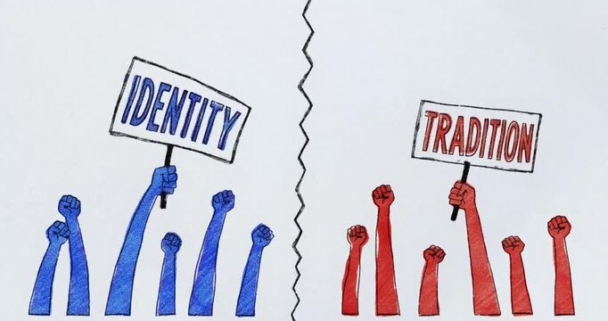 Political Polarization and Social Division Between Red and Blue Groups - Identity vs Tradition
