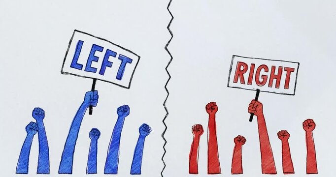 Political Polarization and Social Division Between Red and Blue Groups - Left vs Right