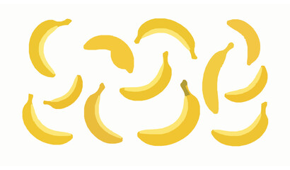 Fototapeta premium Flying Ripe Bananas Set – Dynamic Tropical Fruit Vector Illustration Isolated on White Background