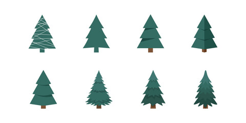 Fototapeta premium Collection of Evergreen Trees Conifer pine fir spruce