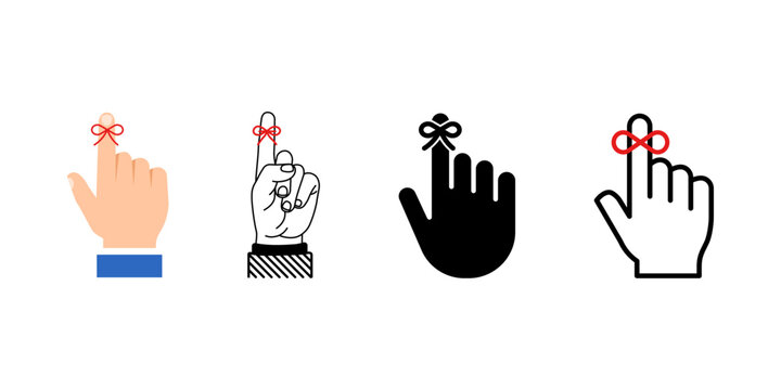 Reminder String Icons Memory finger red ribbon