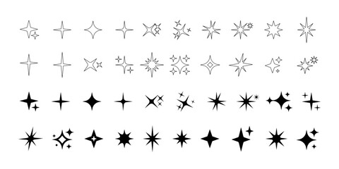 Fototapeta premium Sparkle and Star Icons Collection Glitter shine burst