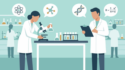 Obraz premium Scientific research team working in laboratory with experiments