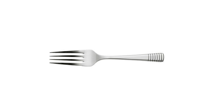 Metal fork with four tines and ribbed handle
