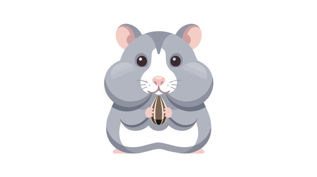 Cute gray hamster illustration with large eyes and tiny paws in a playful pose on a transparent background