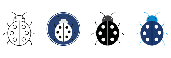 Set of four simple ladybug icons in different styles for your graphic design Vector © Anjuman
