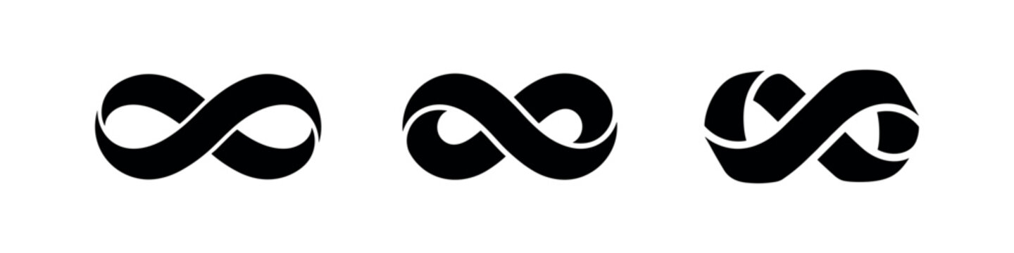 Infinity symbol icon set, vector illustration of endless loop and eternity concept.