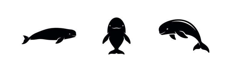 Fototapeta premium Dugong and Manatee icon set