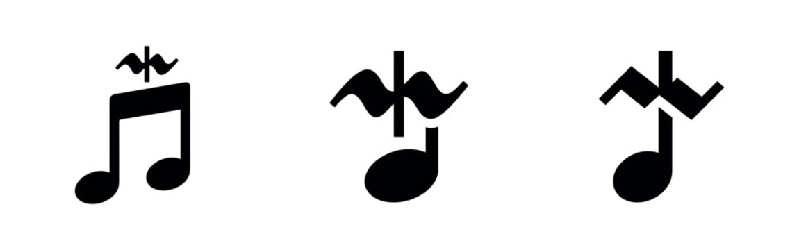 Musical Notes with Embellishment and Stylized Sound Icons