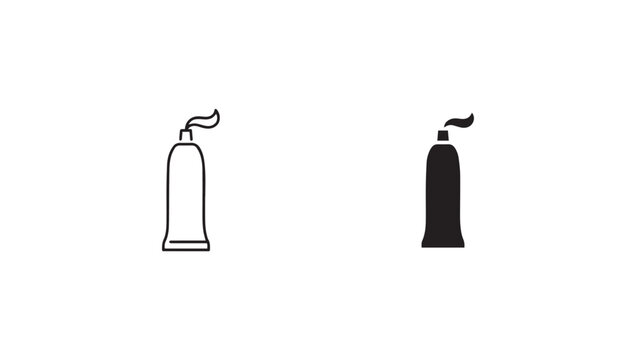 Toothpaste squeezed tube icon set outline and filled line art dental cosmetic care logo