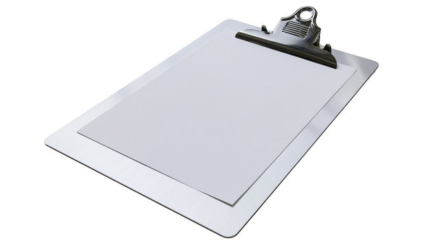 Clipboard with blank paper and metal clip